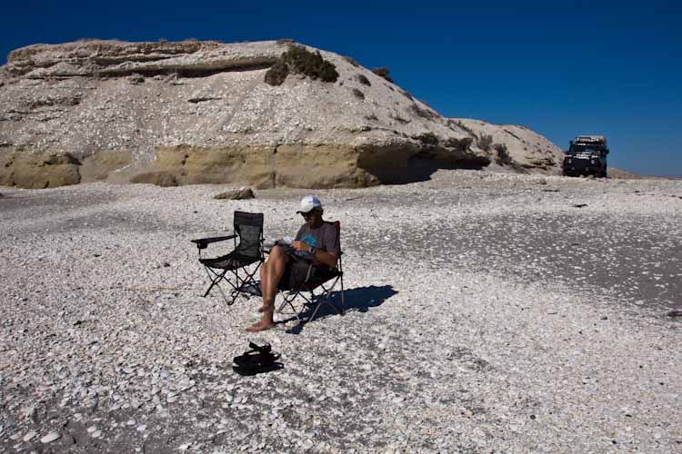 On the shell beach