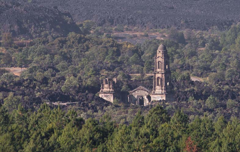 ... and the nearby destroyed church