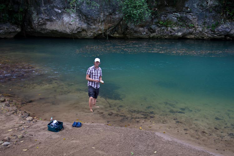 Cleaning the dishes in the creek