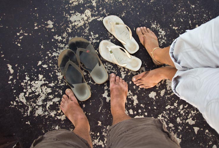Nicaragua: Masaya National Park; dirty feet after hiking with flip flops
