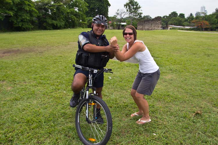 Panama: Panama City - Old Panama: nice and scared policeman