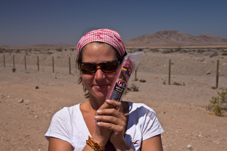 Chile: border to Argentina - nice Salami present